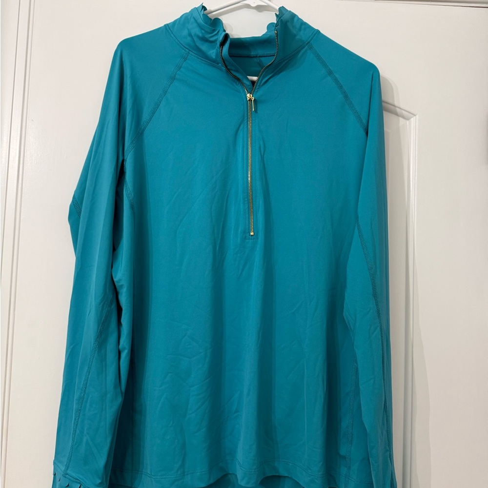 crown & ivy Teal Performance Pullover